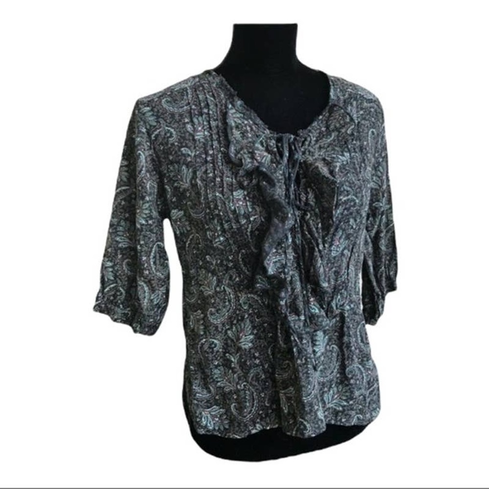 Ralph Lauren Denim & Supply Paisley Print Lace Front Blouse Women Size XL
